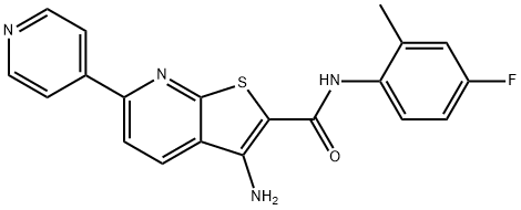 3-amino-N-(4-fluoro-2-methylphenyl)-6-pyridin-4-ylthieno[2,3-b]pyridine-2-carboxamide Structure