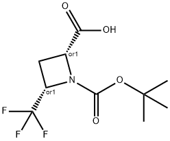 cis-1-[(tert-butoxy)carbonyl]-4-(trifluoromethyl)azetidine-2-carboxylic acid 구조식 이미지