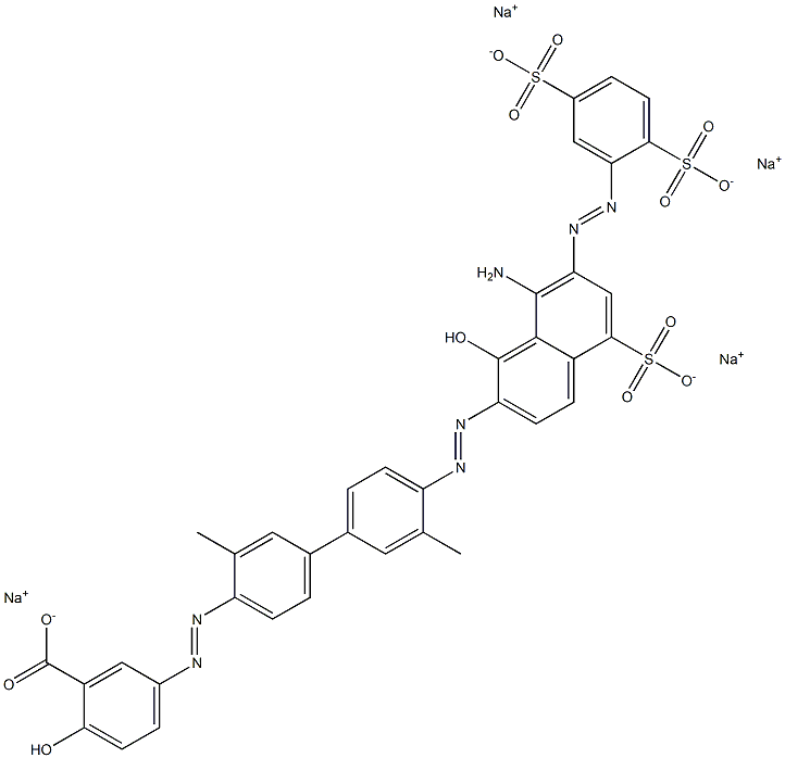 Benzoic acid, 5-[[4'-[[8-amino-7-[(2,5-disulfophenyl)azo]-1-hydroxy-5-sulfo-2-naphthalenyl]azo]-3,3'-dimethyl[1,1'-biphenyl]-4-yl]azo]-2-hydroxy-, tetrasodium salt 구조식 이미지