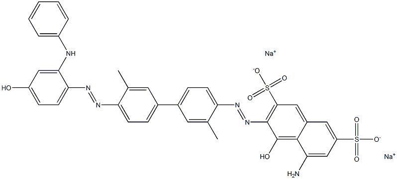 2,7-Naphthalenedisulfonic acid, 5-amino-4-hydroxy-3-[[4'-[[4-hydroxy-2-(phenylamino)phenyl]azo]-3,3'-dimethyl[1,1'-biphenyl]-4-yl]azo]-, disodium salt 구조식 이미지