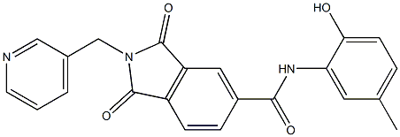 N-(2-hydroxy-5-methylphenyl)-1,3-dioxo-2-(3-pyridinylmethyl)-5-isoindolinecarboxamide 구조식 이미지