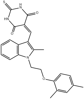 5-({1-[2-(2,4-dimethylphenoxy)ethyl]-2-methyl-1H-indol-3-yl}methylene)-2-thioxodihydropyrimidine-4,6(1H,5H)-dione 구조식 이미지