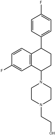 2-{4-[7-fluoro-4-(4-fluorophenyl)-1,2,3,4-tetrahydro-1-naphthalenyl]-1-piperazinyl}ethanol 구조식 이미지