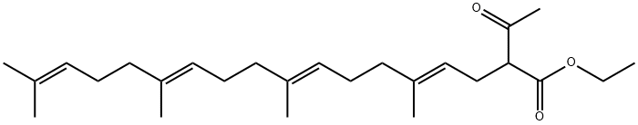 ethyl (4E,8E,12E)-2-acetyl-5,9,13,17-tetramethyloctadeca-4,8,12,16-tetraenoate 구조식 이미지
