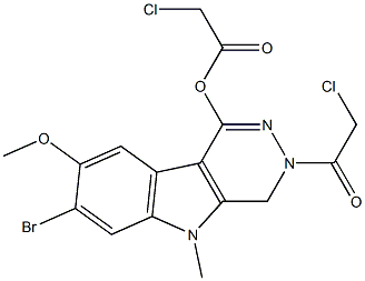 7-bromo-3-(chloroacetyl)-8-methoxy-5-methyl-4,5-dihydro-3H-pyridazino[4,5-b]indol-1-yl chloroacetate 구조식 이미지