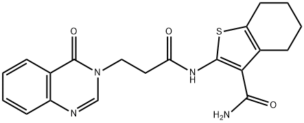 2-{[3-(4-oxo-3(4H)-quinazolinyl)propanoyl]amino}-4,5,6,7-tetrahydro-1-benzothiophene-3-carboxamide 구조식 이미지