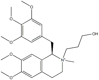 Isoquinolinium, 1,2,3,4-tetrahydro-2-(3-hydroxypropyl)-6,7-dimethoxy-2-methyl-1-[(3,4,5-trimethoxyphenyl)methyl]-, (1R)- Structure