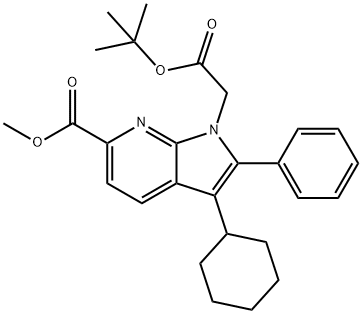 methyl 1-(2-(tert-butoxy)-2-oxoethyl)-3-cyclohexyl-2-phenyl-1H-pyrrolo[2,3-b]pyridine-6-carboxylate Structure