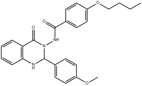 4-Butoxy-N-[1,4-dihydro-2-(4-methoxyphenyl)-4-oxo-3(2H)-quinazolinyl]benzamide 구조식 이미지