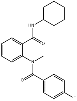 N-cyclohexyl-2-[(4-fluorobenzoyl)(methyl)amino]benzamide 구조식 이미지