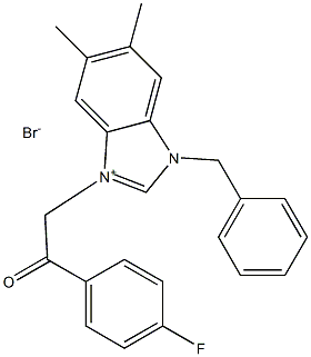 3-BENZYL-1-(2-(4-FLUOROPHENYL)-2-OXOETHYL)-5,6-DIMETHYL-3H-BENZIMIDAZOL-1-IUM BROMIDE Structure