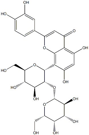 2-(3,4-Dihydroxyphenyl)-8-(2-O-beta-L-galactopyranosyl-beta-D-glucopyranosyl)-5,7-dihydroxy-4H-1-Benzopyran-4-one 구조식 이미지