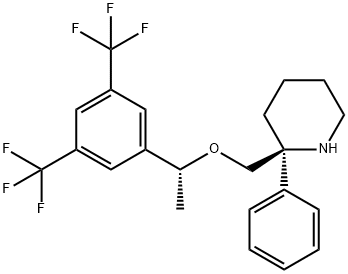 (S)-2-(((R)-1-(3,5-bis(trifluoromethyl)phenyl)ethoxy)methyl)-2-phenylpiperidine Structure