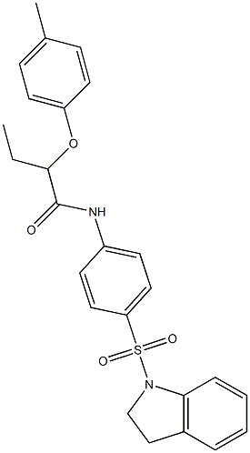 N-[4-(2,3-dihydro-1H-indol-1-ylsulfonyl)phenyl]-2-(4-methylphenoxy)butanamide 구조식 이미지