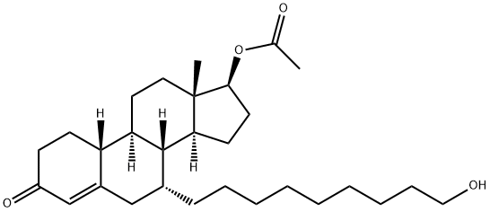 (7R,8R,9S,10R,13S,14S,17S)-7-(9-hydroxynonyl)-13-methyl-3-oxo-2,3,6,7,8,9,10,11,12,13,14,15,16,17-tetradecahydro-1H-cyclopenta[a]phenanthren-17-yl acetate Structure