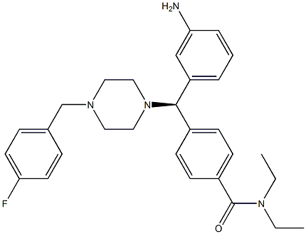 4-[(R)-(3-aminophenyl)-[4-[(4-fluorophenyl)methyl]piperazin-1-yl]methyl]-N,N-diethyl-benzamide 구조식 이미지