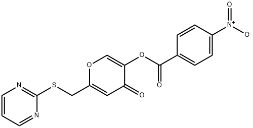 5-[(4-Nitrobenzoyl)oxy]-2-[(2-pyrimidinylthio)methyl]-4H-pyran-4-one 구조식 이미지