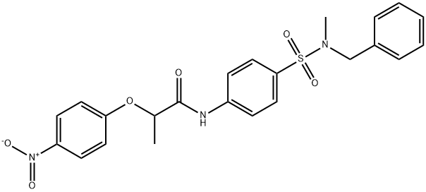 N-(4-{[benzyl(methyl)amino]sulfonyl}phenyl)-2-(4-nitrophenoxy)propanamide 구조식 이미지