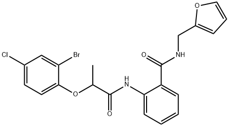 2-{[2-(2-bromo-4-chlorophenoxy)propanoyl]amino}-N-(2-furylmethyl)benzamide Structure