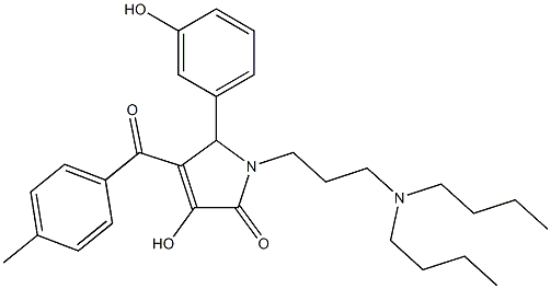 1-[3-(dibutylamino)propyl]-3-hydroxy-5-(3-hydroxyphenyl)-4-(4-methylbenzoyl)-1,5-dihydro-2H-pyrrol-2-one 구조식 이미지