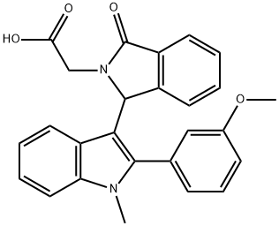 {1-[2-(3-methoxyphenyl)-1-methyl-1H-indol-3-yl]-3-oxo-1,3-dihydro-2H-isoindol-2-yl}acetic acid Structure