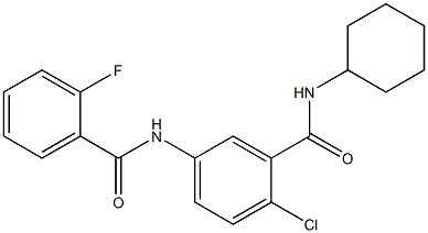 2-chloro-N-cyclohexyl-5-[(2-fluorobenzoyl)amino]benzamide 구조식 이미지