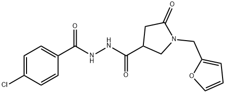 N'-(4-chlorobenzoyl)-1-(2-furylmethyl)-5-oxo-3-pyrrolidinecarbohydrazide 구조식 이미지