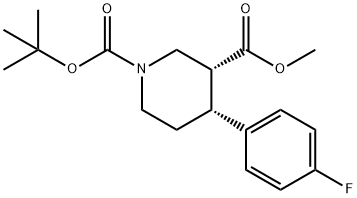 (+)-(3R,4R)-4-(4-fluoro-phenyl)-piperidine-1,3-dicarboxylic acid 1-tert butyl ester 3-methyl ester Structure