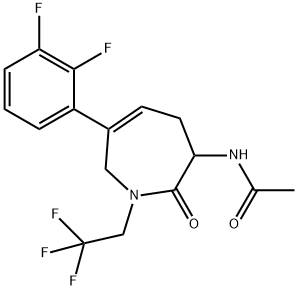 Acetamide, N-[6-(2,3-difluorophenyl)-2,3,4,7-tetrahydro-2-oxo-1-(2,2,2-trifluoroethyl)-1H-azepin-3-yl]- 구조식 이미지