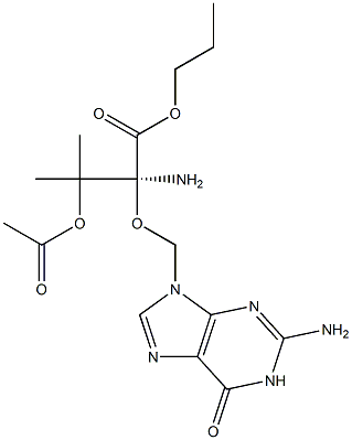 3-(acetyloxy)-2-[(2-amino-6-oxo-6,9-dihydro-1H-purin-9-yl)methoxy]propyl (2S)-2-amino-3-methylbutanoate 구조식 이미지