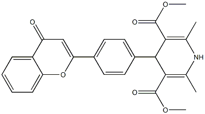 dimethyl-1,4-dihydro-2,6-dimethyl-4-(4'-(4H-4-oxo-1-benzopyran-2-yl)phenyl)-3,5-pyridine dicarboxylate 구조식 이미지