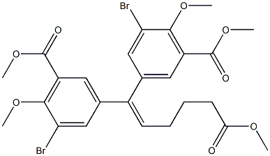 methyl 3',3''-dibromo-4',4''-dimethoxy-5',5''-bis(methoxycarbonyl)-6,6-diphenyl-5-hexenoate 구조식 이미지