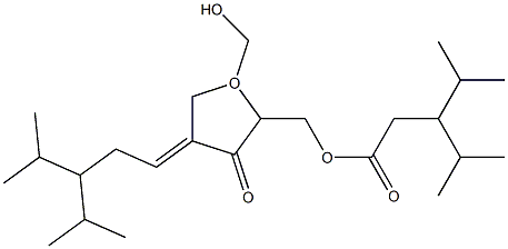 (1-(hydroxymethyl)-4-(4-methyl-3-(methylethyl)pentylidene)-3-oxo-2-oxolanyl)methyl 4-methyl-3-(methylethyl)pentanoate 구조식 이미지