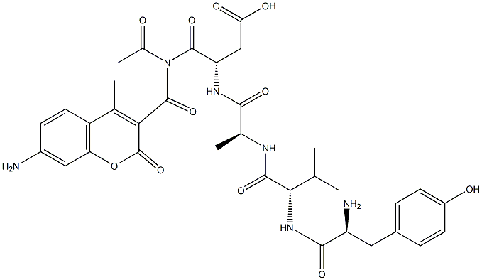 acetyl-tyrosyl-valyl-alanyl-aspartyl-7-amino-4-methylcoumarinamide 구조식 이미지