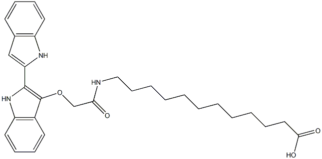 3-(N-(11-carboxyundecyl))carbamoylmethoxy-2,2'-bi-1H-indole 구조식 이미지
