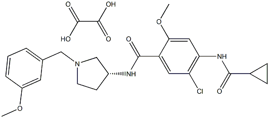 (R)-5-chloro-4-cyclopropylcarbonylamino-2-methoxy-N-(1-(3-methoxybenzyl)-3-pyrrolidinyl)benzamide monooxalate Structure