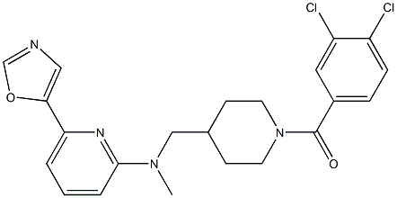 (3,4-dichlorophenyl)(4-((6-oxazol-5-ylpyridin-2-ylmethylamino)methyl)piperidin-1-yl)methanone 구조식 이미지