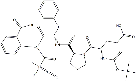 tert-butoxycarbonyl-glutamyl-prolyl-phenylalanyl (((2-carboxyphenyl)amino)carbonyl)difluoromethylene ketone 구조식 이미지