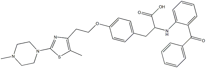 2-((2-benzoylphenyl)amino)-3--(4--(2-(5-methyl-2-(4-methylpiperazin-1-yl)thiazol-4-yl)ethoxy)phenyl)propionic acid Structure