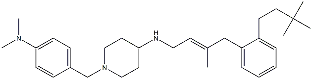 (1-(4-dimethylaminobenzyl)piperidin-4-yl)-4((3,3-dimethylbutyl)phenyl)-(3-methylbut-2-enyl)amine Structure