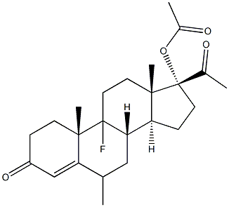 17-acetoxy-9-fluoro-6-methylprogesterone 구조식 이미지