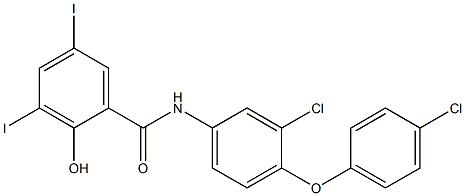 3'-CHLORO-4'-(4-CHLORPHENOXY)-3,5-DI-IODOSALICYLANILIDE 구조식 이미지