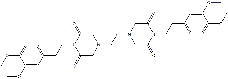 1-[2-(3,4-dimethoxyphenyl)ethyl]-4-[2-[4-[2-(3,4-dimethoxyphenyl)ethyl]-3,5-dioxo-piperazin-1-yl]ethyl]piperazine-2,6-dione Structure