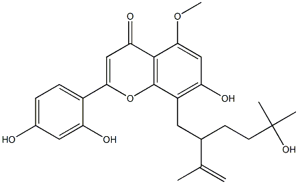 2-(2,4-dihydroxyphenyl)-7-hydroxy-8-(5-hydroxy-5-methyl-2-prop-1-en-2-yl-hexyl)-5-methoxy-chromen-4-one Structure