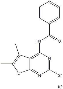 POTASSIUM 4-(BENZOYLAMINO)-5,6-DIMETHYLFURO[2,3-D]PYRIMIDINE-2-THIOLATE 구조식 이미지