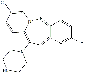 2,8-DICHLORO-11(-PIPERAZINE-N-YL) DIBENZO(B,F)DIAZEPINE 구조식 이미지