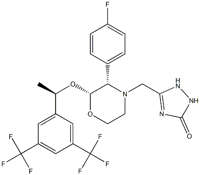 5-[[(2R,3S)-2-[(1R)-1-[3,5-bis(trifluoromethyl)phenyl]ethoxy]-3-(4-fluorophenyl)morpholin-4-yl]methyl]-1,2-dihydro-1,2,4-triazol-3-one Structure