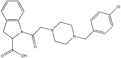 1-{[4-(4-CHLOROBENZYL)PIPERAZIN-1-YL]ACETYL}INDOLINE-2-CARBOXYLIC ACID Structure
