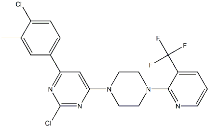 2-CHLORO-4-(4-CHLORO-3-METHYL-PHENYL)-6-[4-(3-TRIFLUOROMETHYL-PYRIDIN-2-YL)-PIPERAZIN-1-YL]-PYRIMIDINE Structure