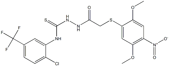 N1-[2-chloro-5-(trifluoromethyl)phenyl]-2-{2-[(2,5-dimethoxy-4-nitrophenyl)thio]acetyl}hydrazine-1-carbothioamide 구조식 이미지